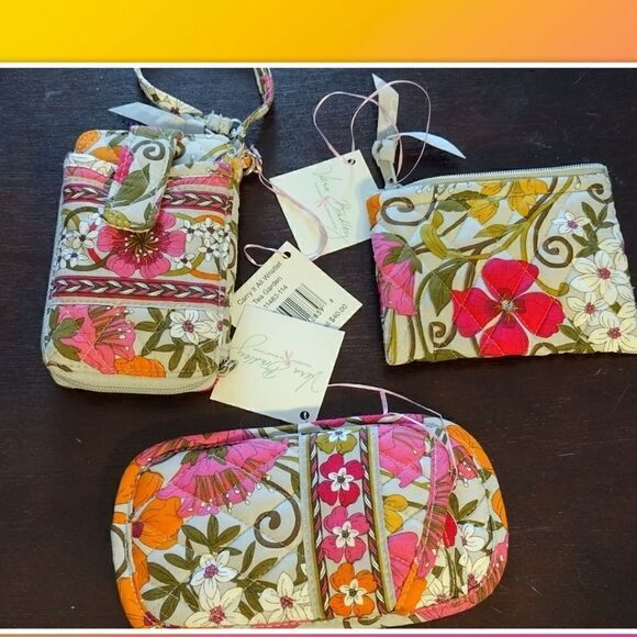 NWT VERA BRADLEY 3 Piece SET MANDY TEA GARDEN LARGE SHOULDER BAG WITH DOUBLE EYE - Picture 4 of 10